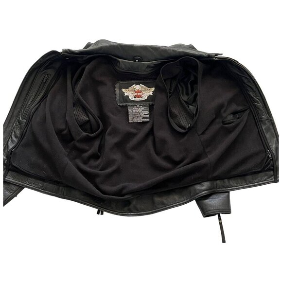 Harley Davidson Womens Black Leather Moto Jacket M Nevada Vented Zip Liner 98122 - Picture 6 of 16